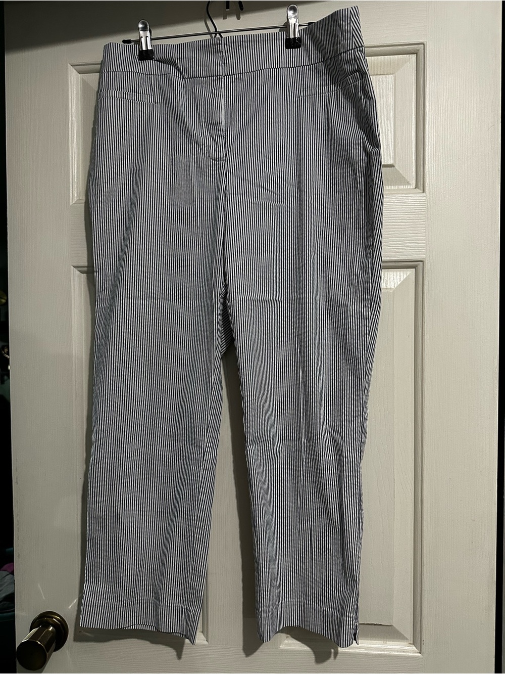Ann Taylor Factory Navy and White Vertical Stripe Pants